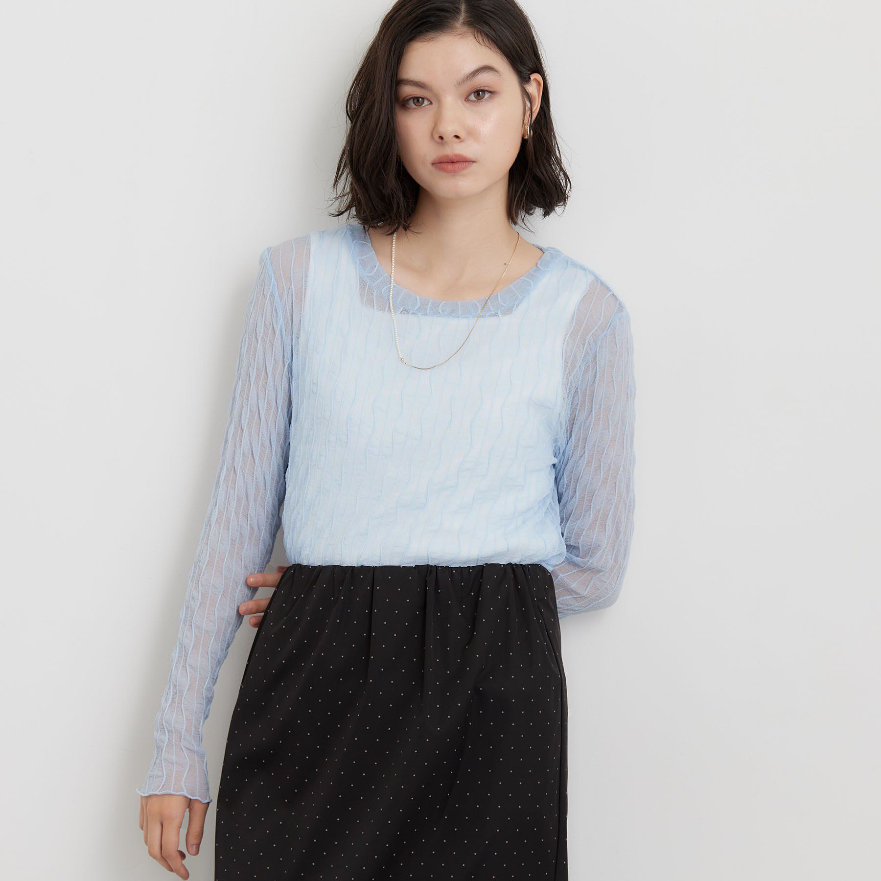 THE SHOP TK「クリンクルシアークルーネックカットソー」|Tシャツ・カットソー|