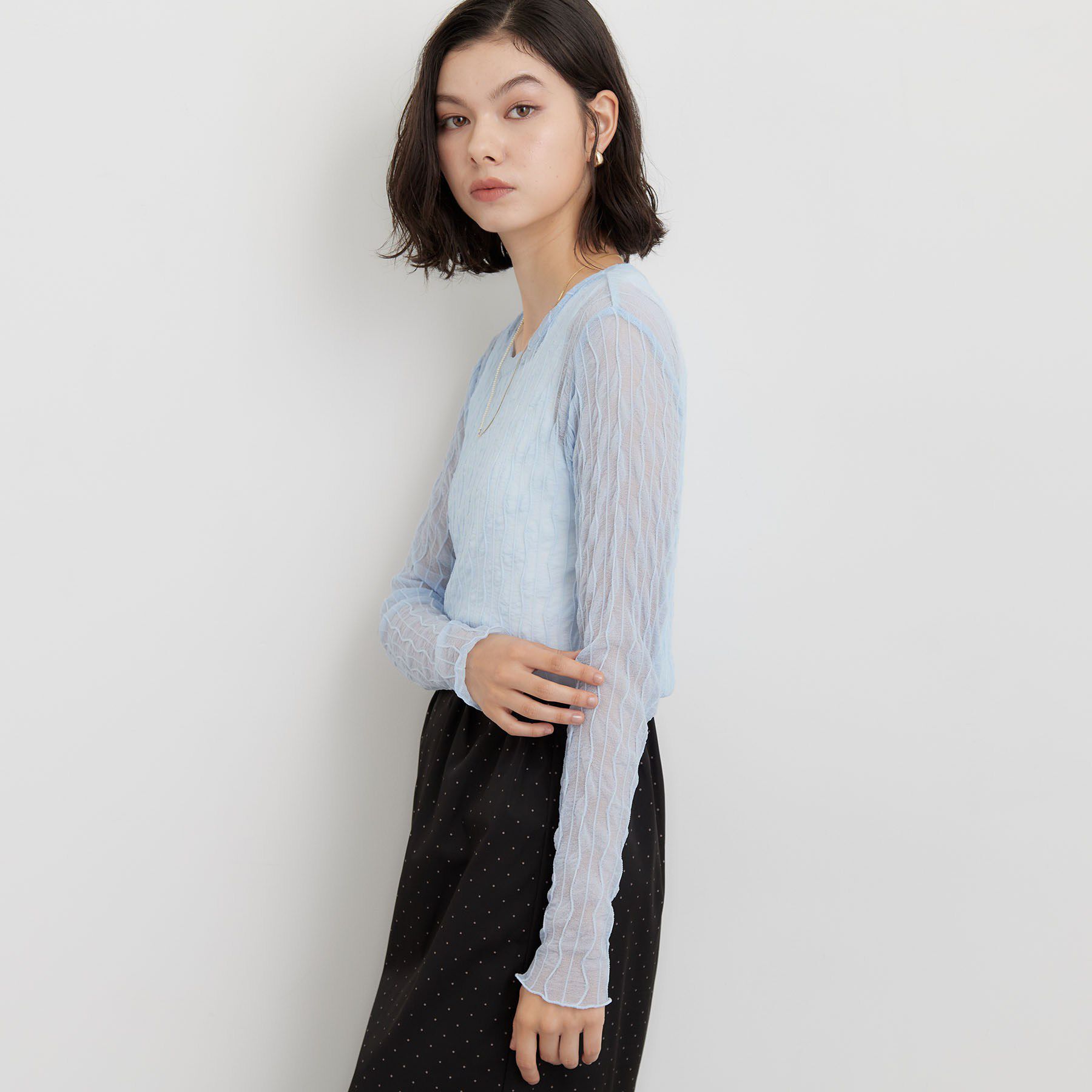 THE SHOP TK「クリンクルシアークルーネックカットソー」|Tシャツ・カットソー|