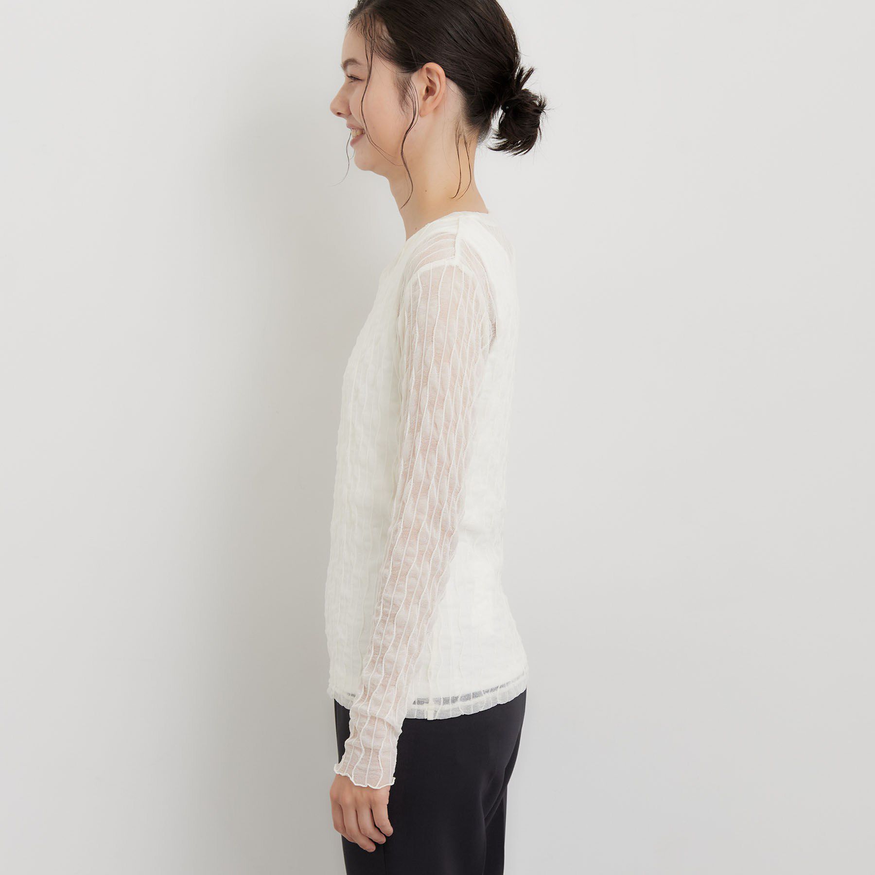 THE SHOP TK「クリンクルシアークルーネックカットソー」|Tシャツ・カットソー|
