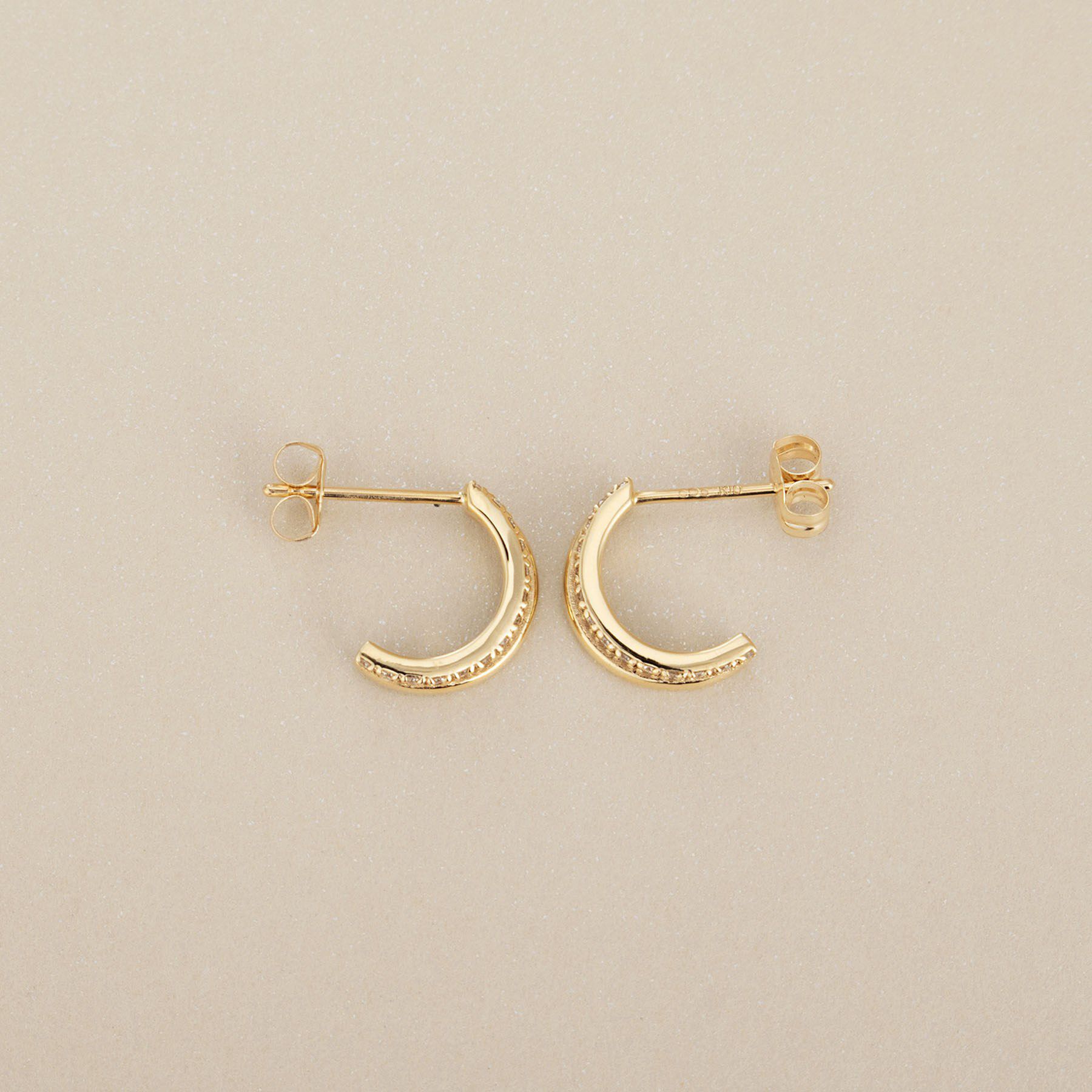 COCOSHNIK「K10ダイヤモンド ステップフープ スタッドピアス」|ピアス|