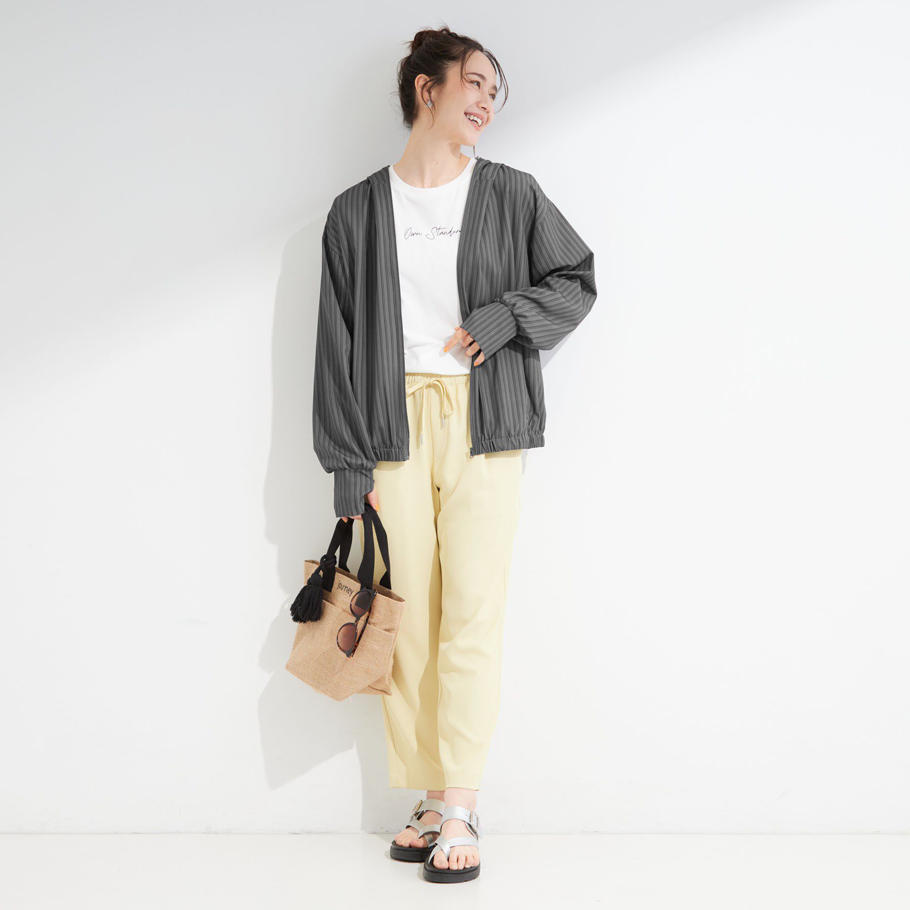 SHOO･LA･RUE「【洗濯後しわになりにくい/S-LL】お顔も手の甲もしっかりカバー　日よけ・指穴付きUVパーカ」|パーカー|