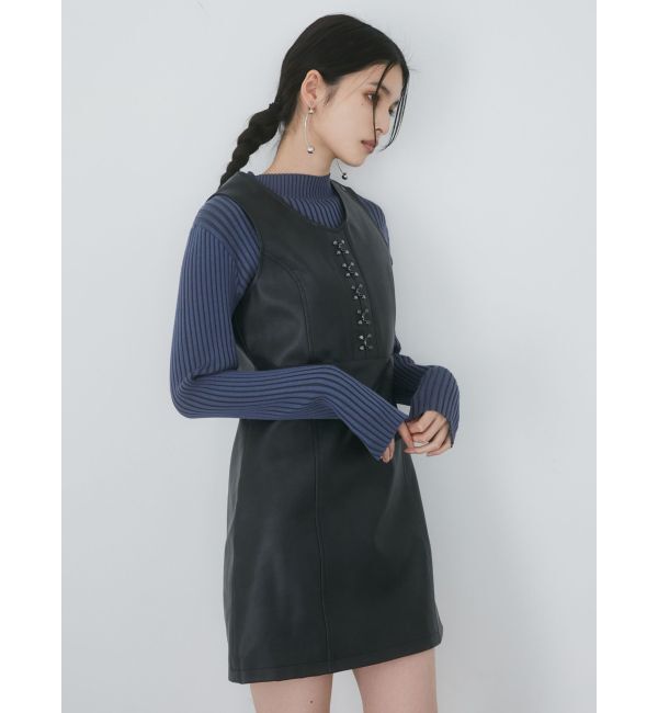 MURUA「フェイクレザーホックミニワンピース」|ワンピース|