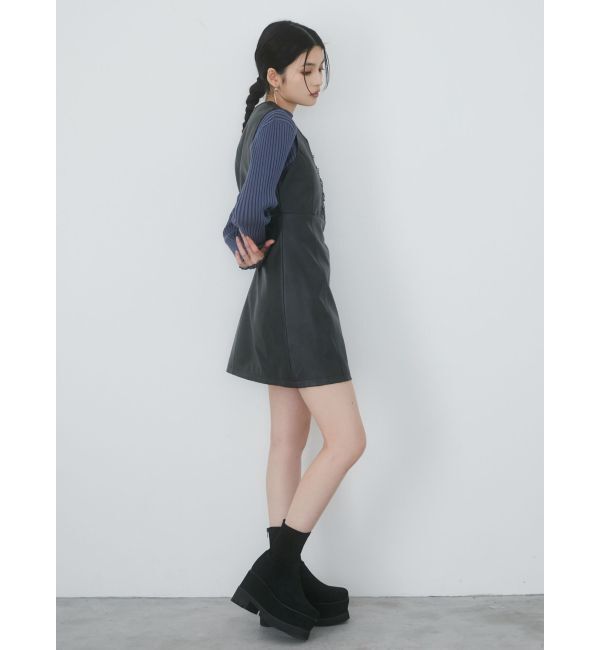 MURUA「フェイクレザーホックミニワンピース」|ワンピース|