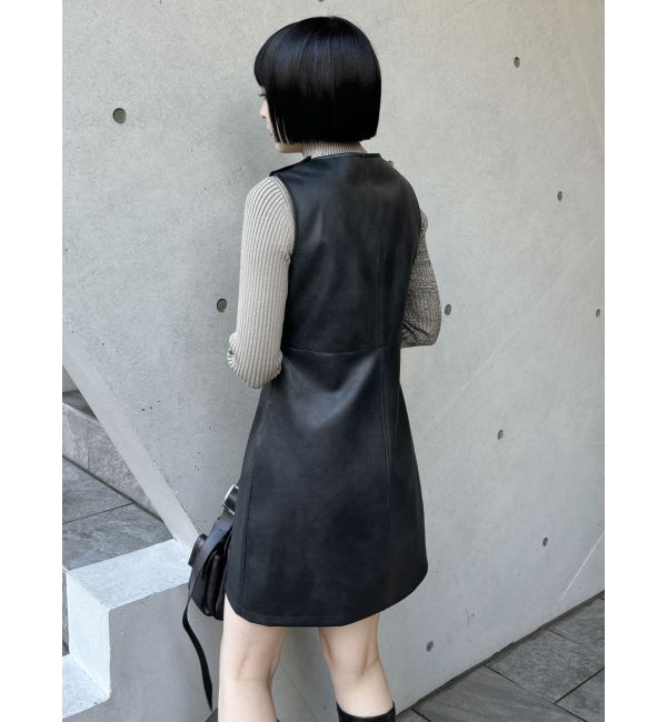 MURUA「フェイクレザーホックミニワンピース」|ワンピース|