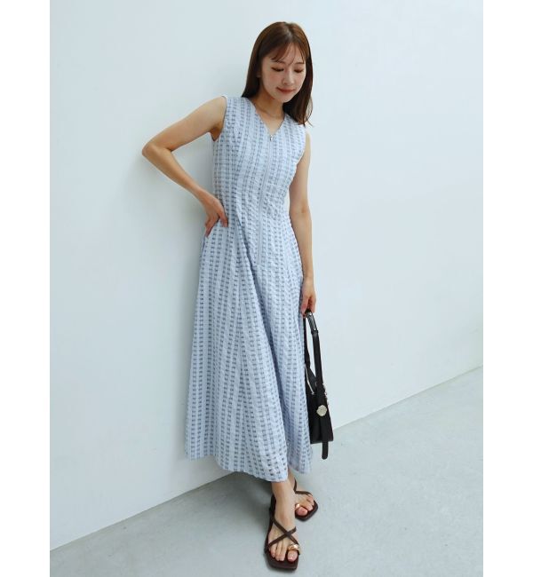 LAGUNAMOON「フロントZIPミックスカラーワンピース」|ワンピース|ブルー