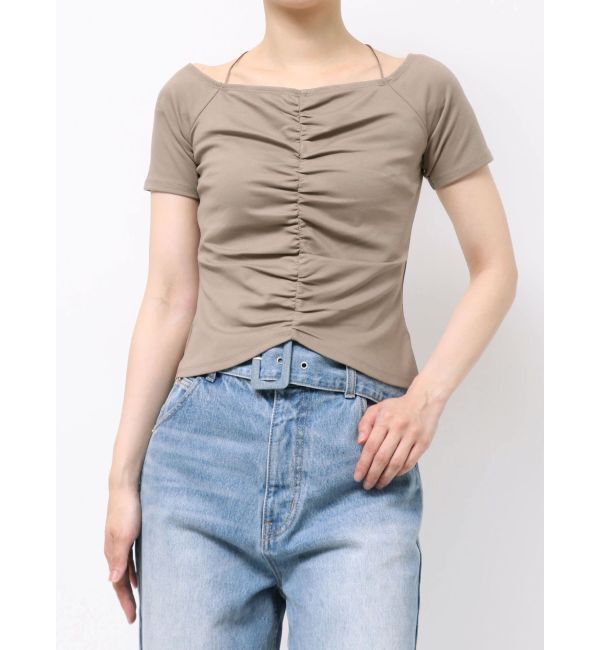 LAGUNAMOON「オフショルギャザーカットソー」|Tシャツ・カットソー|