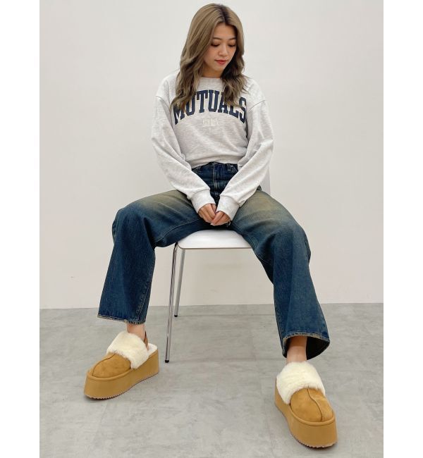 GYDA「ハイウエストSymmetryGYDA INNER RIPPEDワイドデニムパンツ」|デニム|