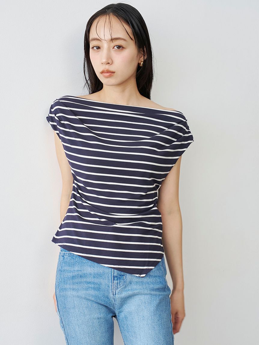 SNIDEL「【接触冷感】アシメドレープカットソー」|Tシャツ・カットソー|