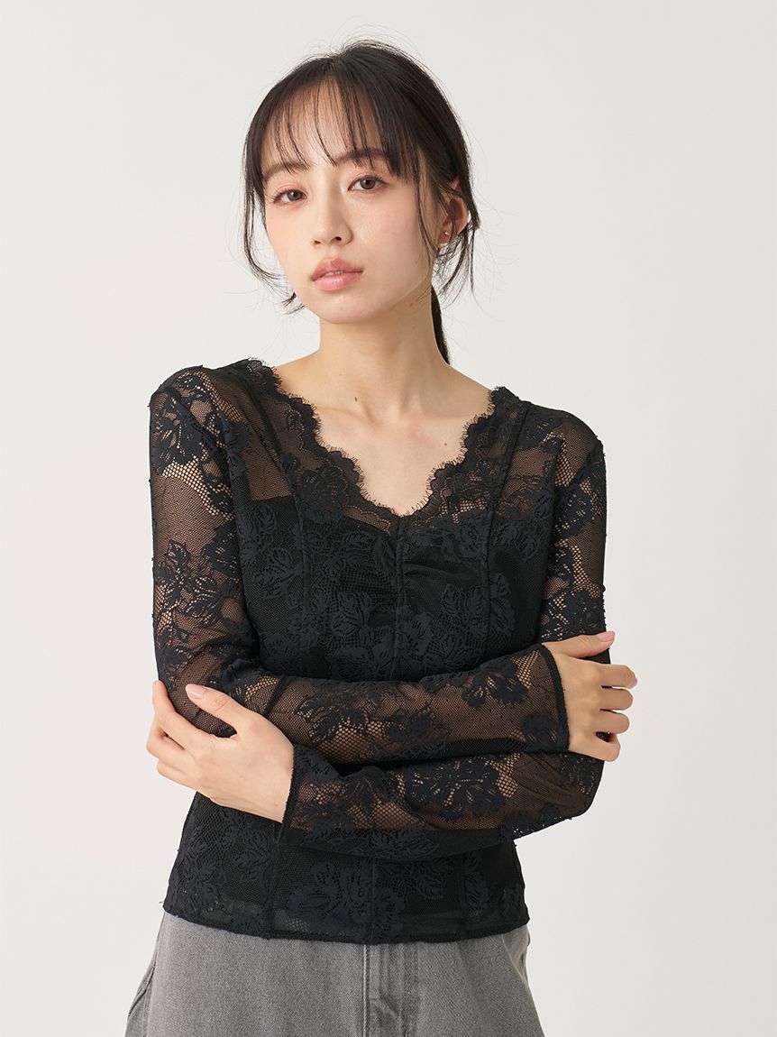 SNIDEL「カットレーストップス」|Tシャツ・カットソー|