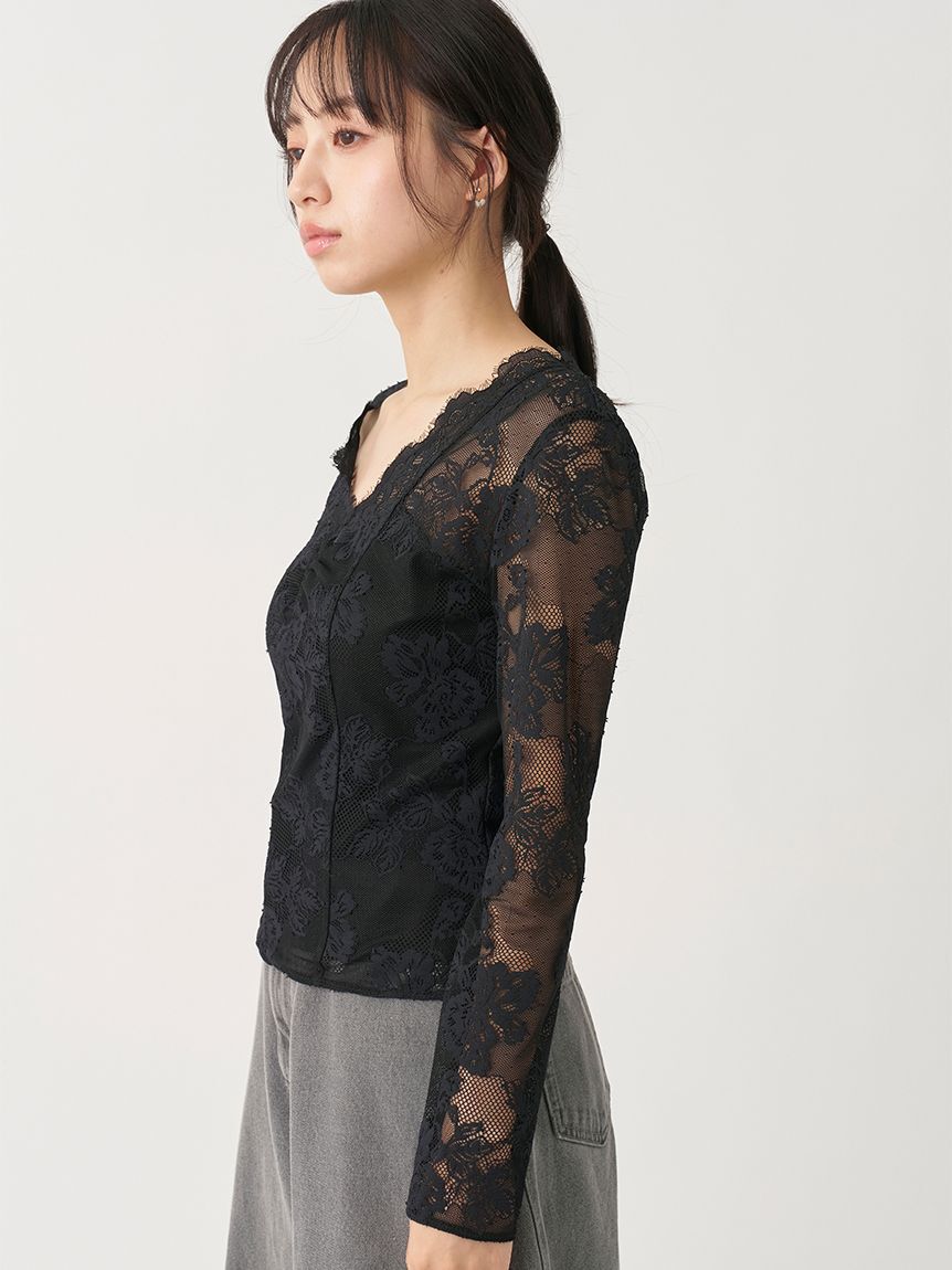 SNIDEL「カットレーストップス」|Tシャツ・カットソー|