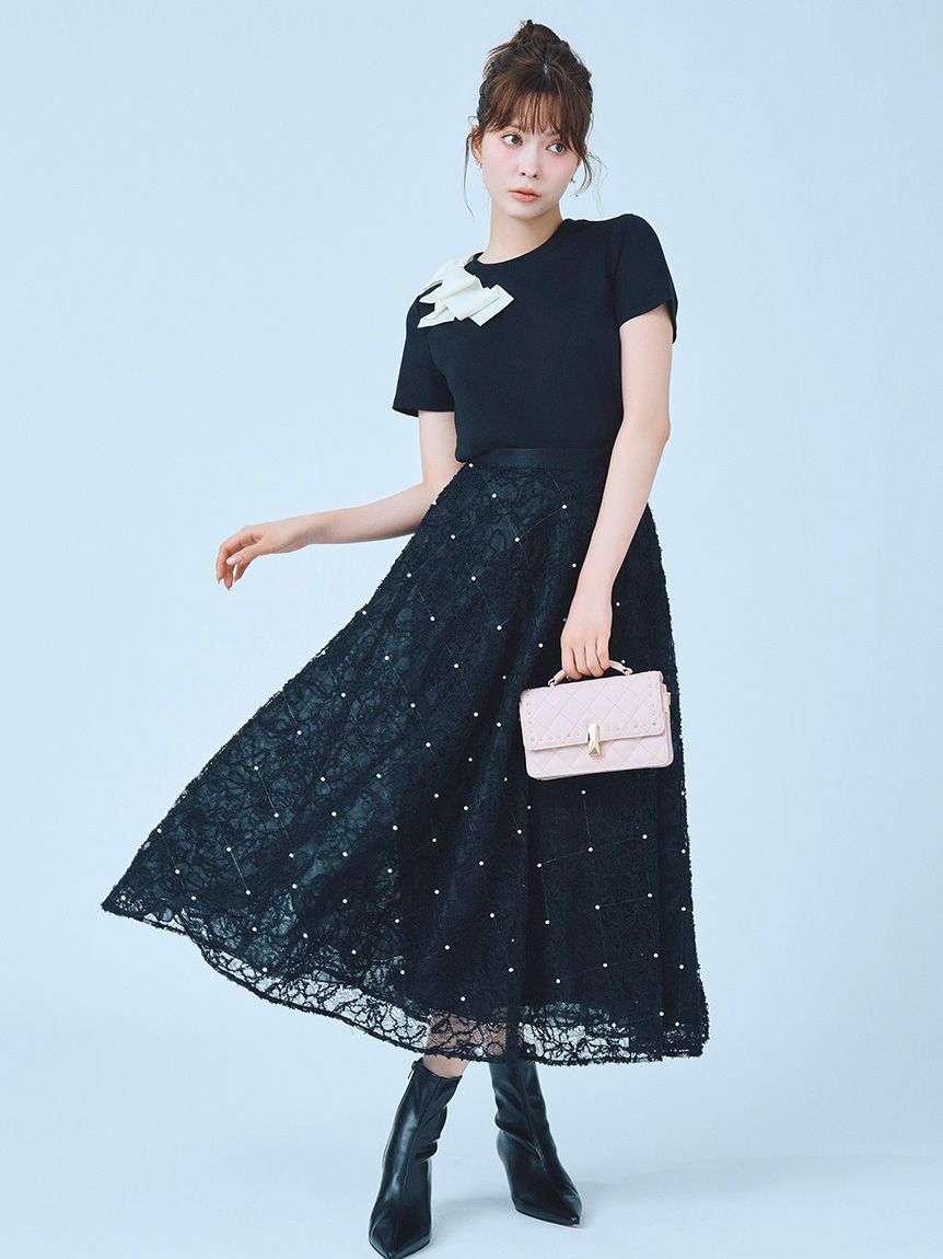 CELFORD「アシメリボンTシャツ」|Tシャツ・カットソー|BLK