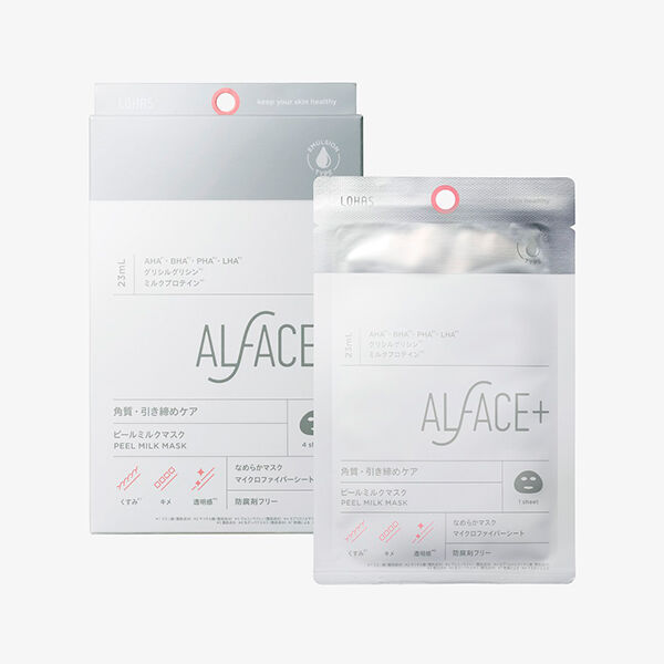 ALFACE＋（オルフェス）「ALFACE+(オルフェス) ピールミルクマスク なめらかマスク (23ml&times;4枚入りBOX)」|フェイスマスク・パック|