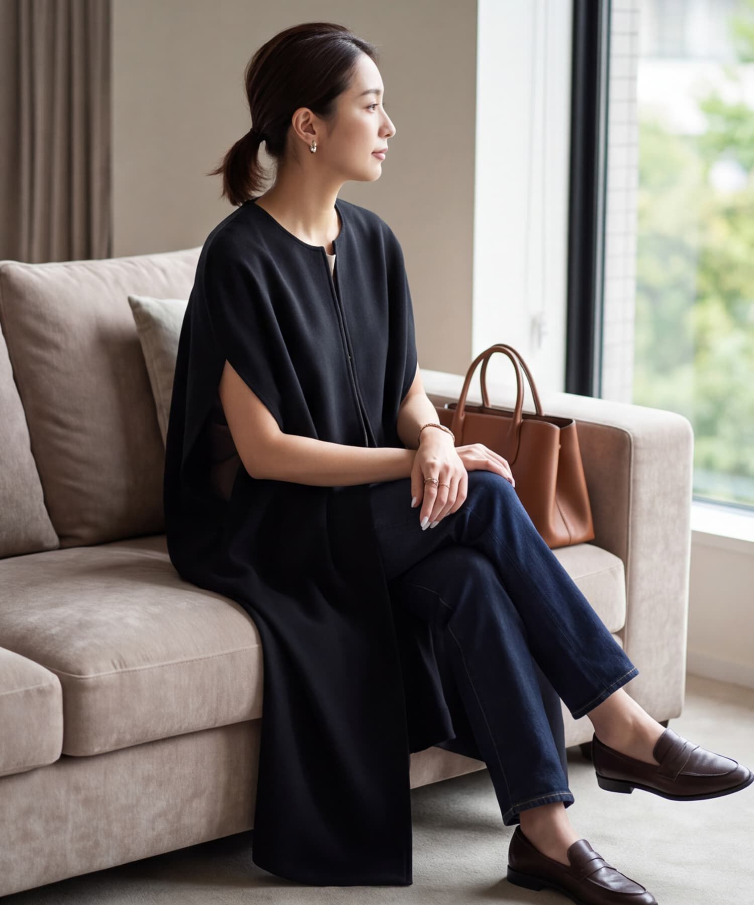 STYLE DELI「【DELI by】上品に羽織れるロングポンチョジレ」|ダウンベスト・ベスト|