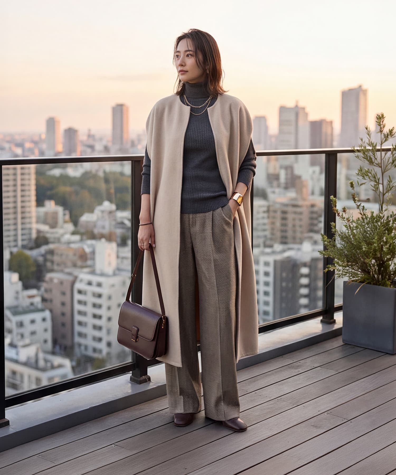 STYLE DELI「【DELI by】上品に羽織れるロングポンチョジレ」|ダウンベスト・ベスト|エクリュベージュ