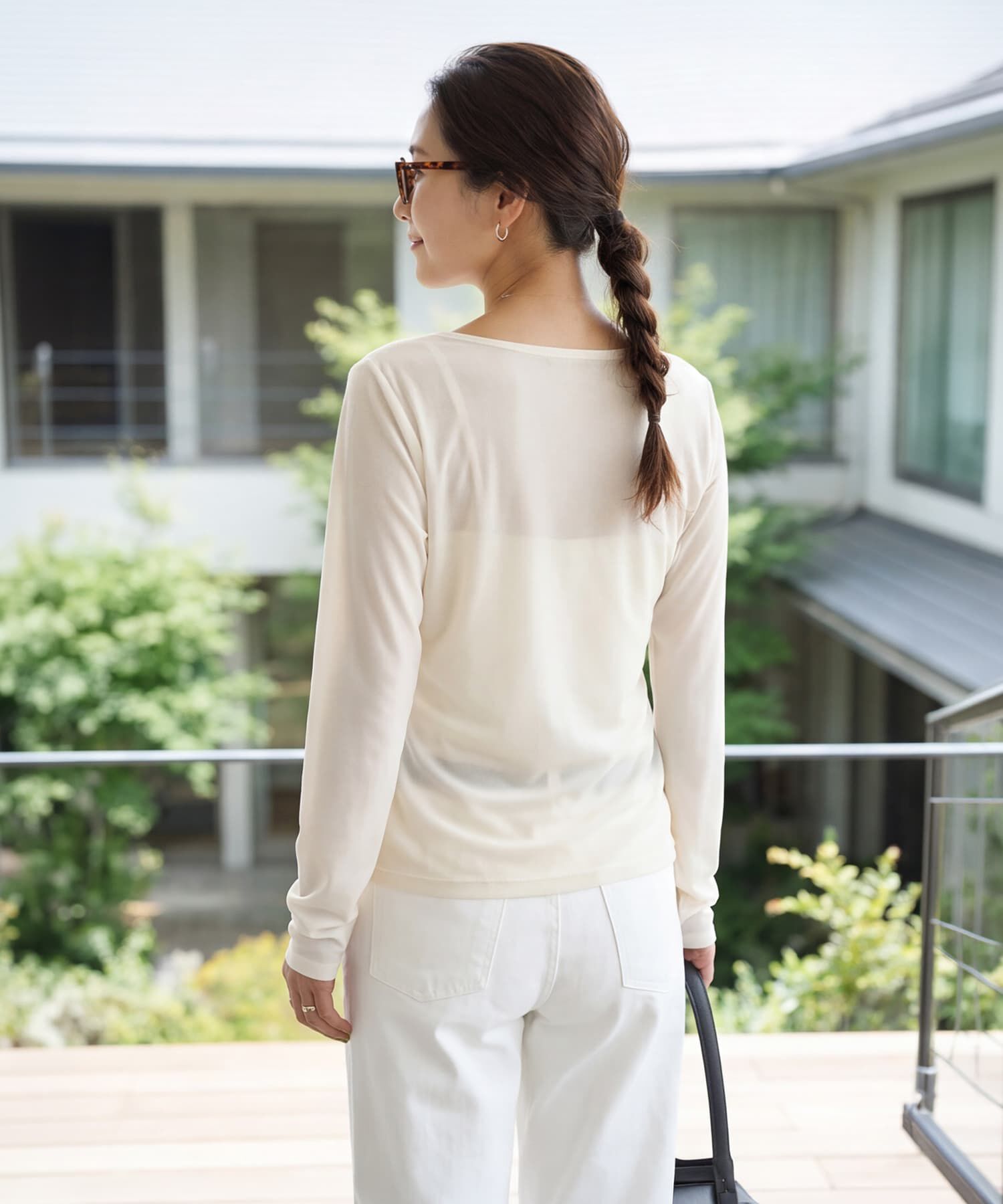 STYLE DELI「ストレッチライトベロアドレープトップス」|Tシャツ・カットソー|