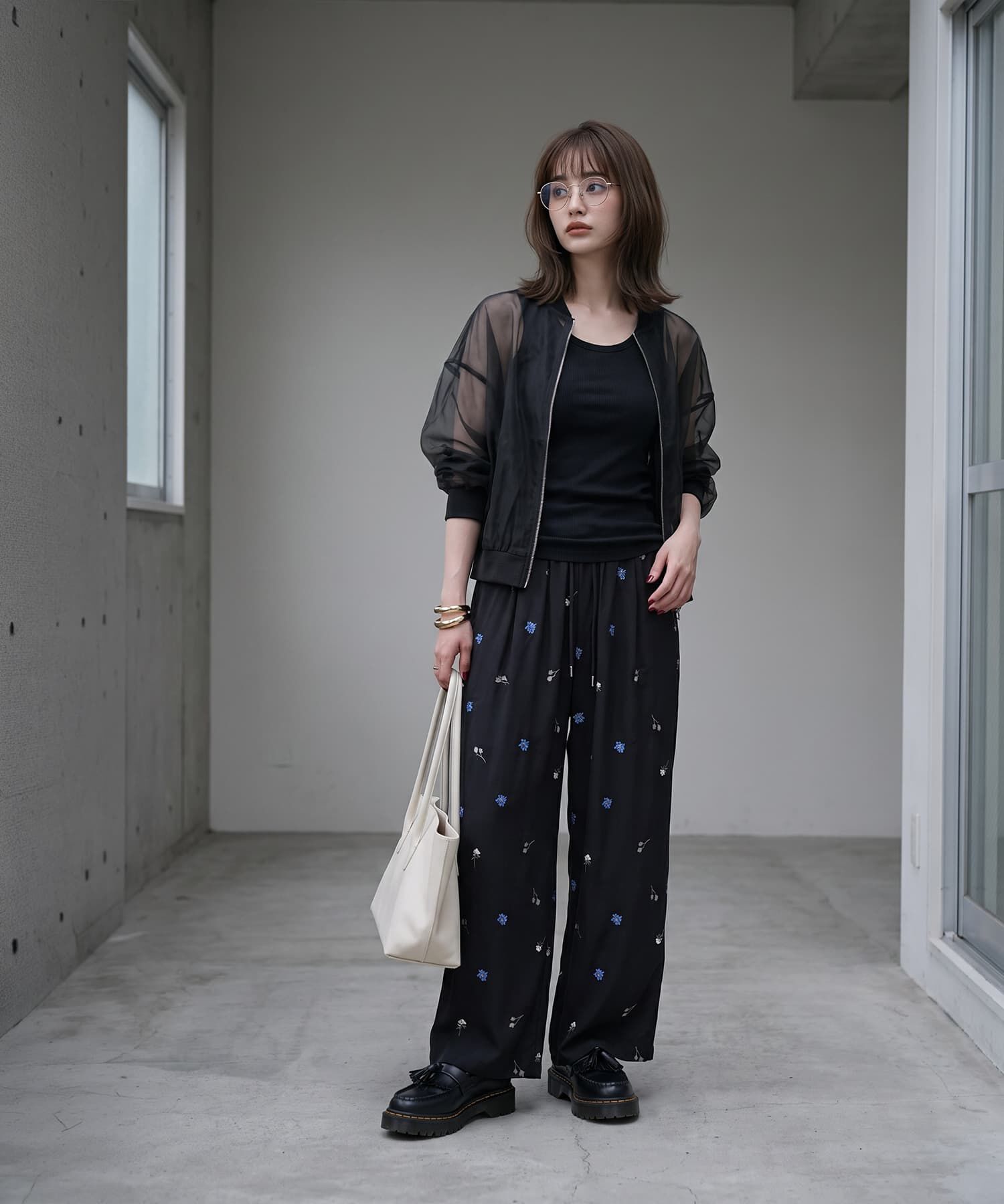 STYLE DELI「【BLK001】ジップアップシアーカーディガン」|カーディガン|