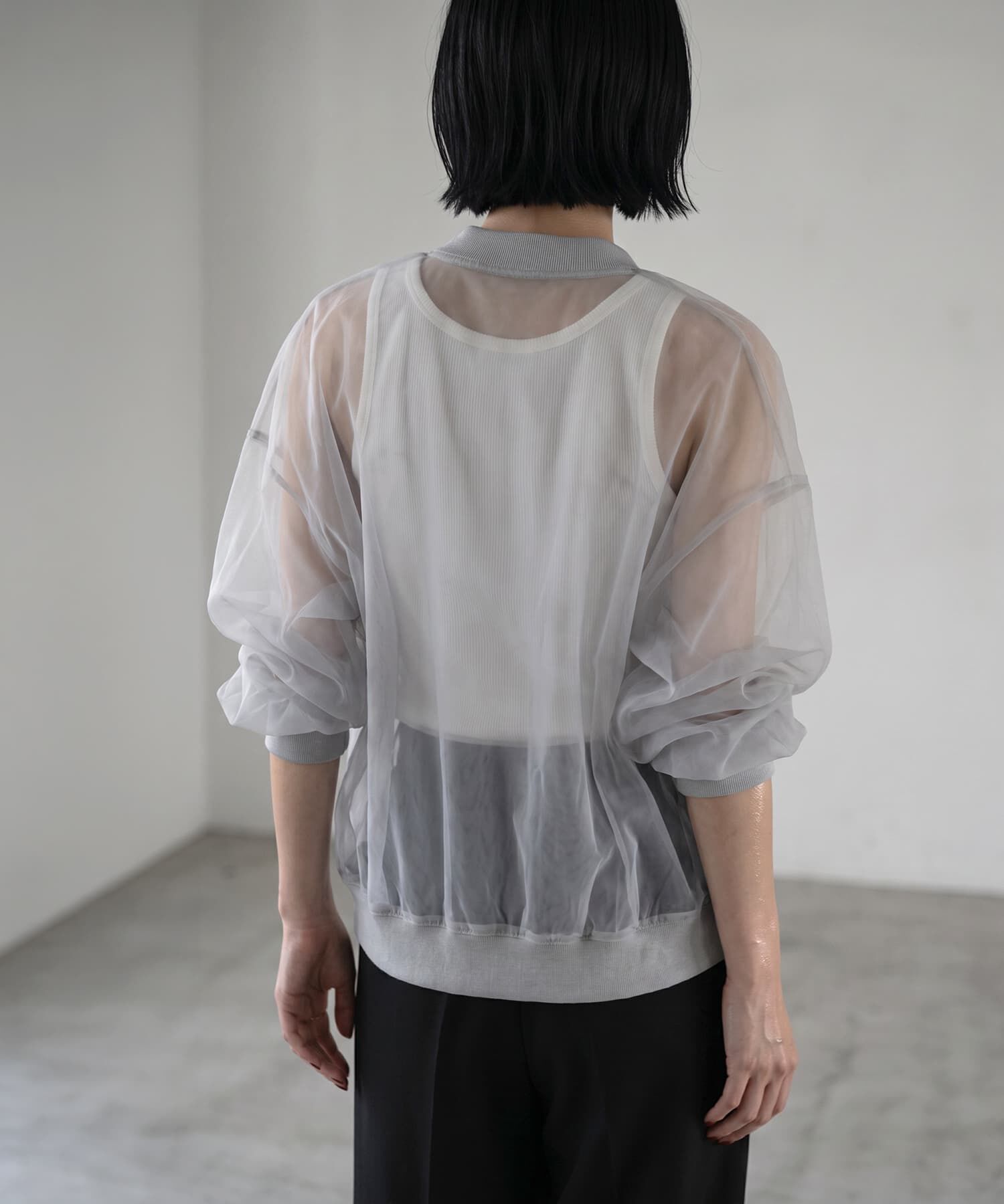 STYLE DELI「【BLK001】ジップアップシアーカーディガン」|カーディガン|