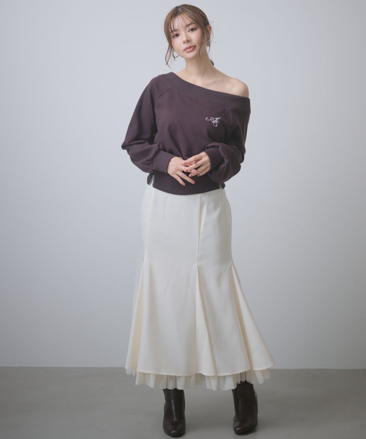 アンドクチュール「サイドジップオフショルスウェットプルオーバー」|Tシャツ・カットソー|