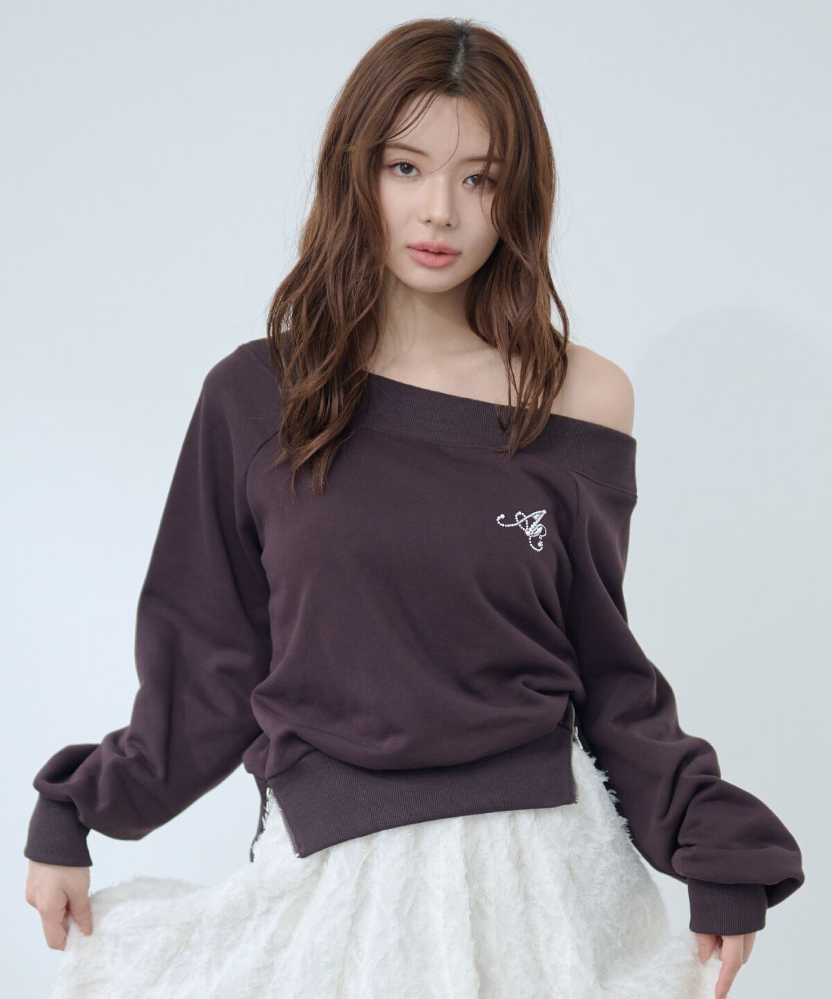 アンドクチュール「サイドジップオフショルスウェットプルオーバー」|Tシャツ・カットソー|