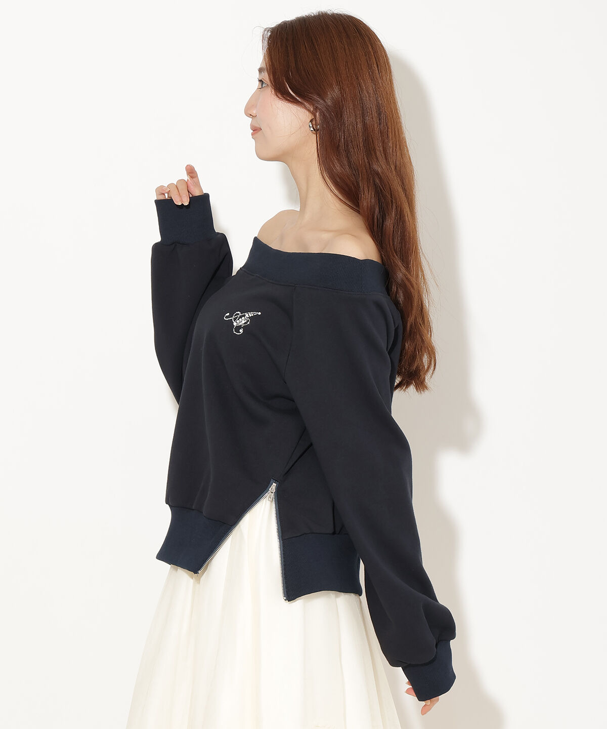 アンドクチュール「サイドジップオフショルスウェットプルオーバー」|Tシャツ・カットソー|
