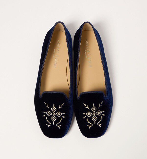 ODETTE E ODILE「【WEB限定】エンブロイダリーオペラ フラット10■&uarr;」|ローファー|NAVY