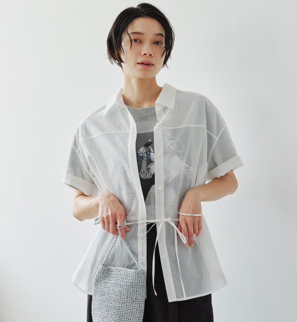 UNITED ARROWS green label relaxing「［size SHORTあり］リボンハイウエストシャツ」|シャツ・ブラウス|