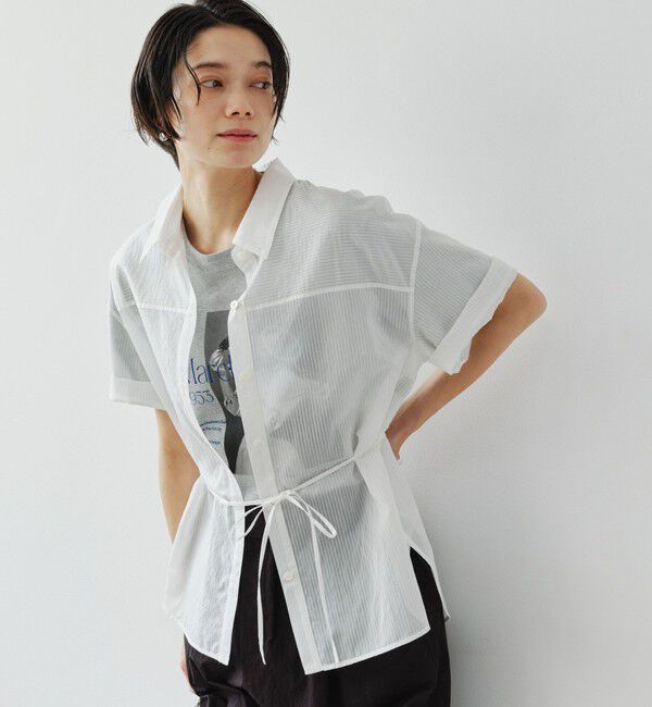 UNITED ARROWS green label relaxing「［size SHORTあり］リボンハイウエストシャツ」|シャツ・ブラウス|