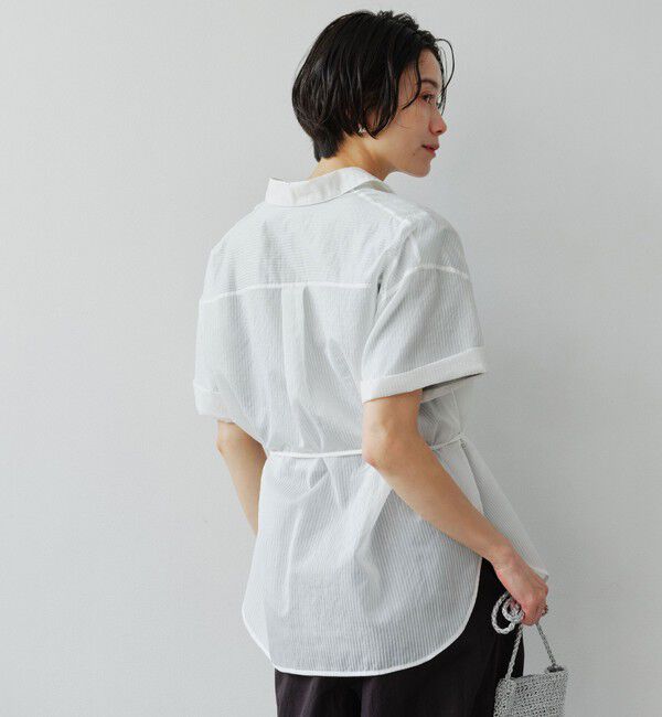 UNITED ARROWS green label relaxing「［size SHORTあり］リボンハイウエストシャツ」|シャツ・ブラウス|