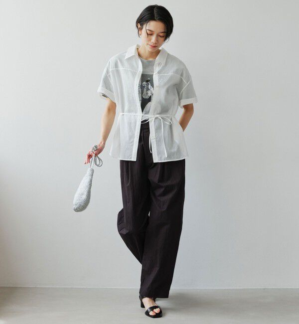 UNITED ARROWS green label relaxing「［size SHORTあり］リボンハイウエストシャツ」|シャツ・ブラウス|