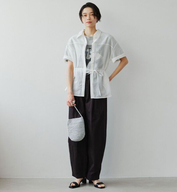 UNITED ARROWS green label relaxing「［size SHORTあり］リボンハイウエストシャツ」|シャツ・ブラウス|