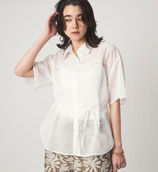 UNITED ARROWS green label relaxing「［size SHORTあり］リボンハイウエストシャツ」|シャツ・ブラウス|