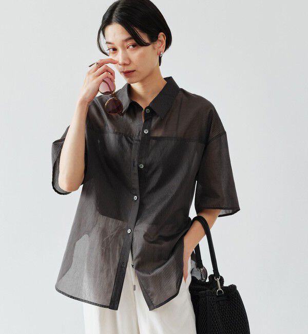 UNITED ARROWS green label relaxing「［size SHORTあり］リボンハイウエストシャツ」|シャツ・ブラウス|BLACK