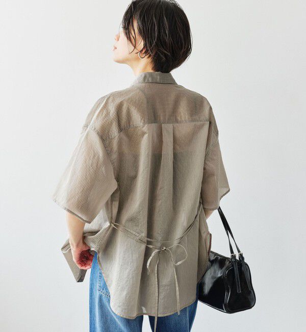 UNITED ARROWS green label relaxing「［size SHORTあり］リボンハイウエストシャツ」|シャツ・ブラウス|