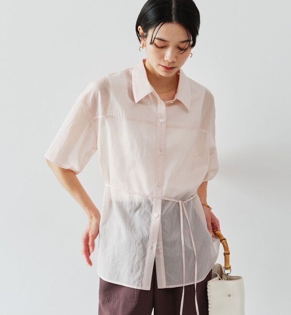UNITED ARROWS green label relaxing「［size SHORTあり］リボンハイウエストシャツ」|シャツ・ブラウス|