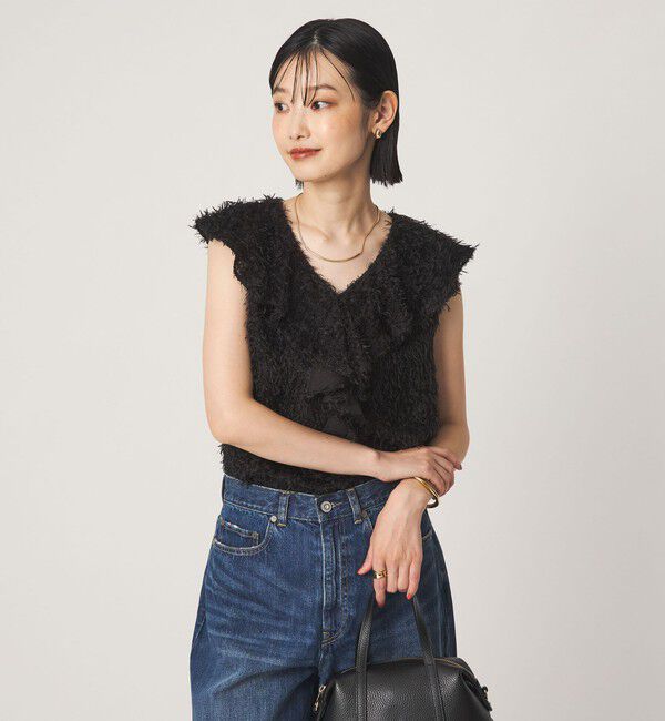 UNITED ARROWS green label relaxing「シアー ジャガード ノースリーブ ブラウス」|シャツ・ブラウス|BLACK