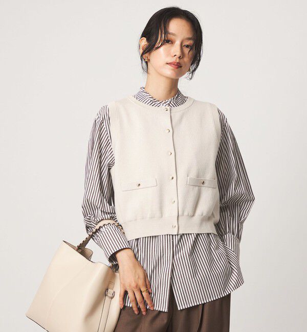 UNITED ARROWS green label relaxing「ニットベスト&times;フリルネック ブラウス」|シャツ・ブラウス|NATURAL