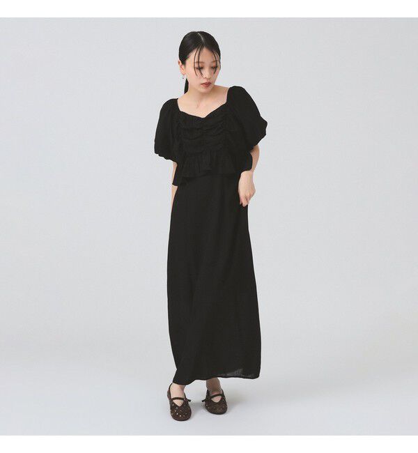 Ray BEAMS 「ペプラム パフスリーブ ワンピース」|ワンピース|BLACK