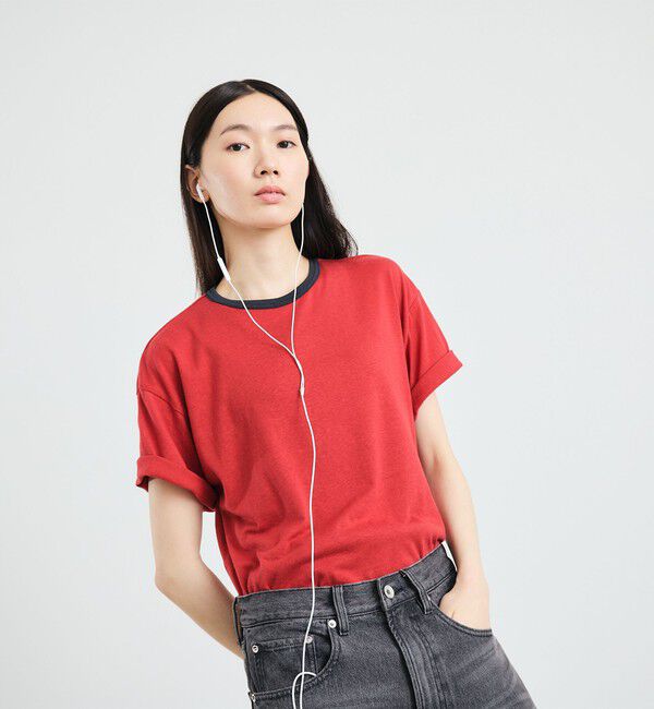 SHIPS「City Ambient Products: T/C/R コンパクト リンガー Tシャツ」|Tシャツ・カットソー|レッド