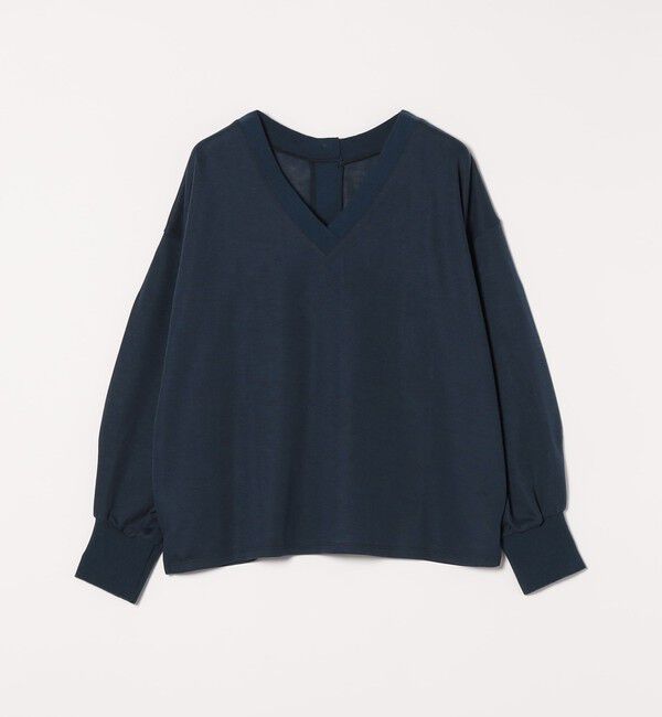 quaranciel「《予約》〈洗濯機可能〉シアー ダンボール ボタン Vネック ルーズ プルオーバー」|Tシャツ・カットソー|