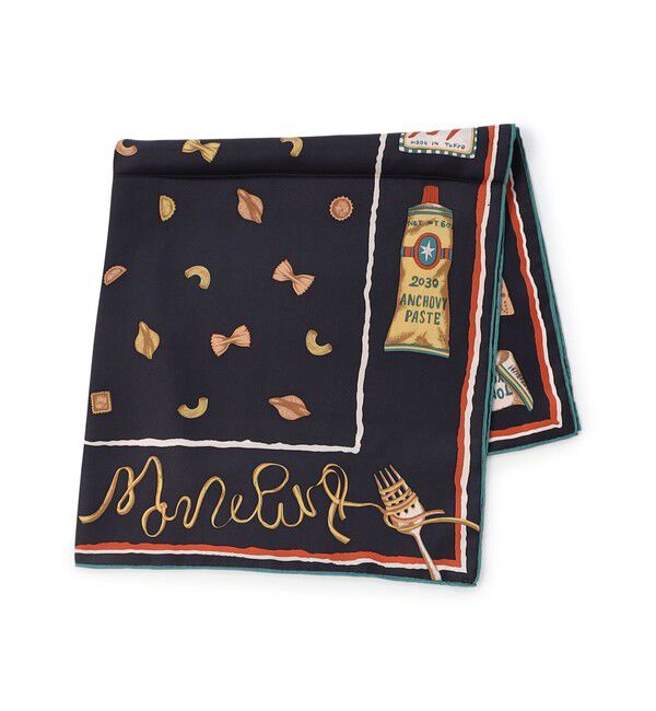TOMORROWLAND GOODS「MANIPURI RAVIOLI シルクスカーフ」|バンダナ・スカーフ|68 ネイビー系