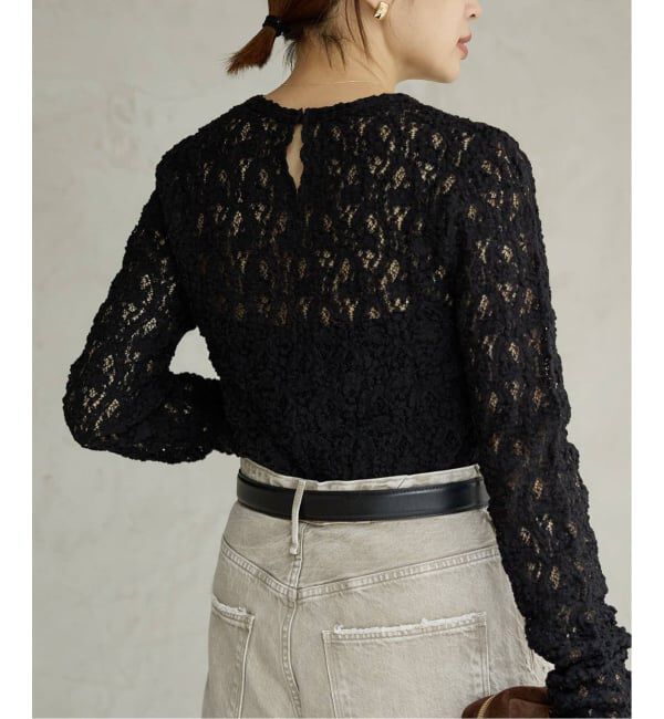 IENA「《一部カラーWEB限定/追加3》Flowerストレッチレースプルオーバー」|Tシャツ・カットソー|