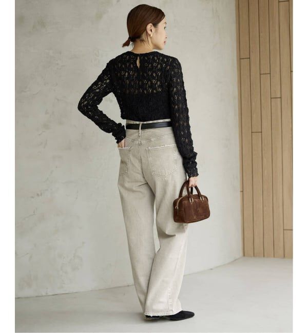 IENA「《一部カラーWEB限定/追加3》Flowerストレッチレースプルオーバー」|Tシャツ・カットソー|
