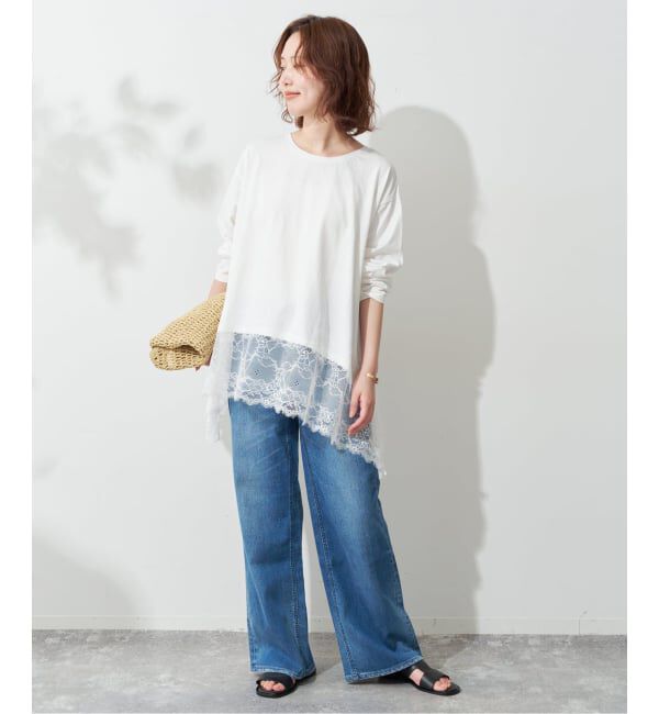 SLOBE IENA「《追加5》レースコンビカットソー」|Tシャツ・カットソー|