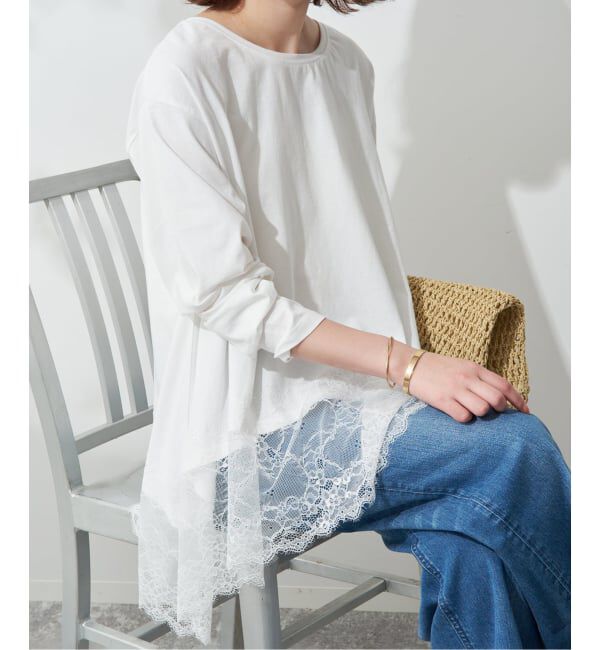 SLOBE IENA「《WEB限定/追加6》レースコンビカットソー」|Tシャツ・カットソー|