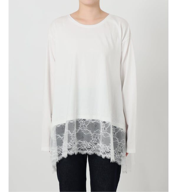 SLOBE IENA「《WEB限定/追加6》レースコンビカットソー」|Tシャツ・カットソー|