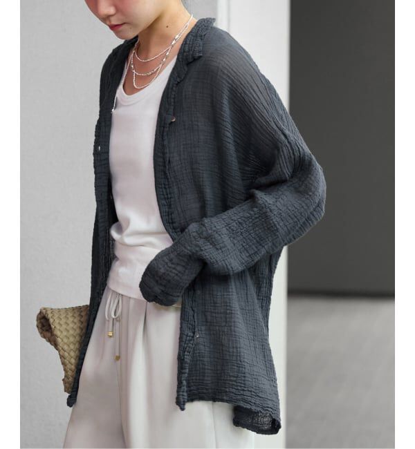 IENA「LES ATELIERS FRANCAIS DE CONFECTION Blouse Desert PE26BLDESERTGDC」|シャツ・ブラウス|ブラック A