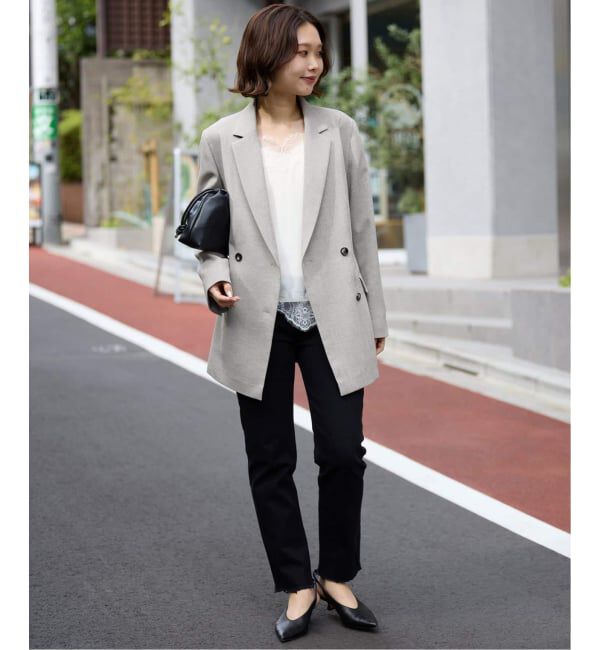 SLOBE IENA「《セットアップ対応可/追加3》ウォッシャブルツイルダブルジャケット」|テーラードジャケット|