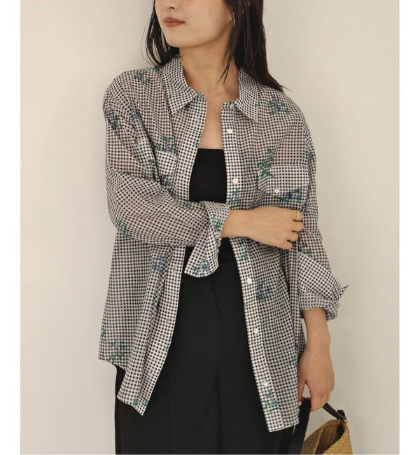 SLOBE IENA「《WEB限定/追加》Margaux Dereume &times; SLOBE cotton silk mix シャツ」|シャツ・ブラウス|ブラック A