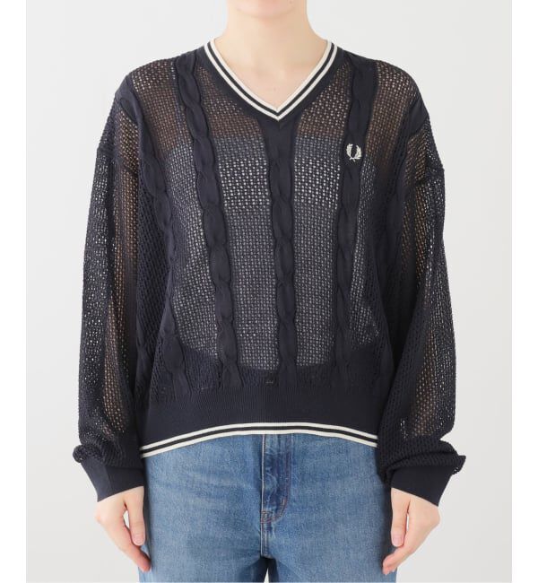 SLOBE IENA「FRED PERRY/フレッドペリー シアーラインニット K2127」|ニット・セーター|ネイビー