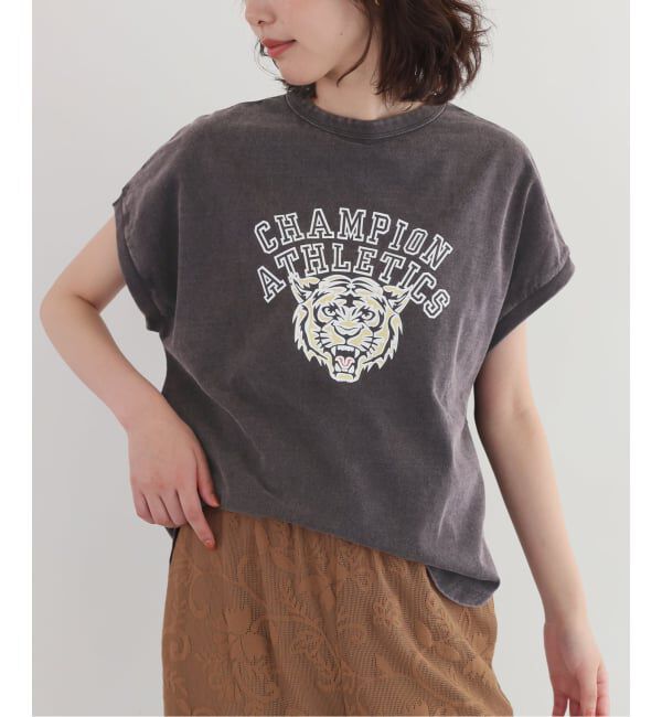 SLOBE IENA「Champion/チャンピオン SLOBE別注 フレンチスリーブロゴTシャツ」|Tシャツ・カットソー|グレー